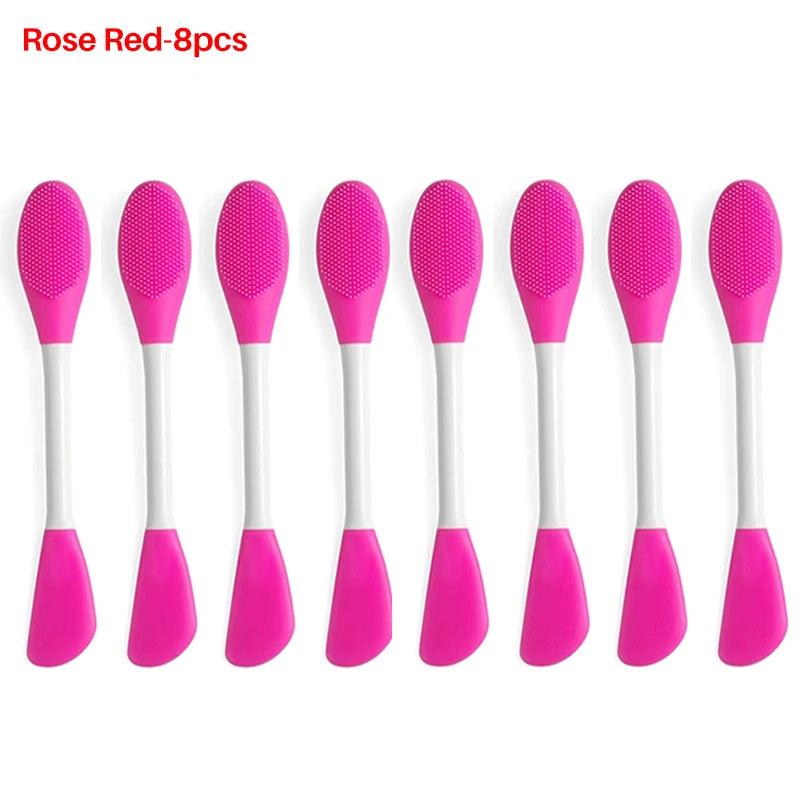 8/4/2pcs Silicone Face Mask Brush 2 in 1 Double-Head Manual Cleansing Brushes Facial Scrubber Mud Film Applicator Skin Care Tool