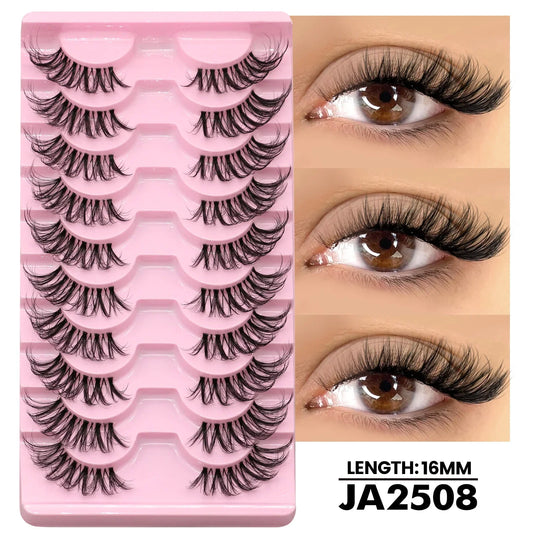 Two Boxs Half Eyelashes Natural Fluffy Cat Eye Lashes Soft Wispy Faux Mink Lashes Winged End Eye Elongated Eyelashes