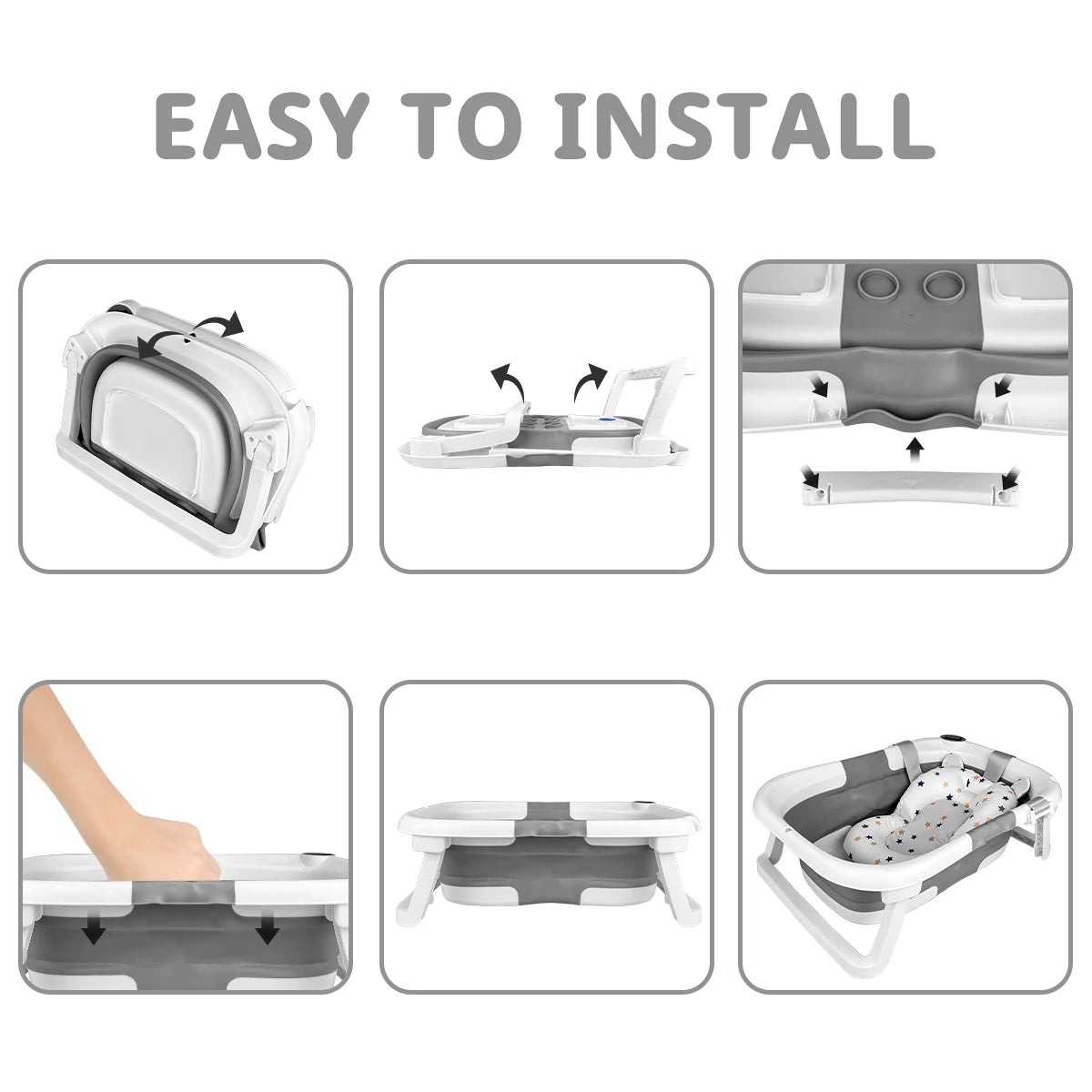 Hign-concerned Foldable Baby Bathtub Cushion Thermometer