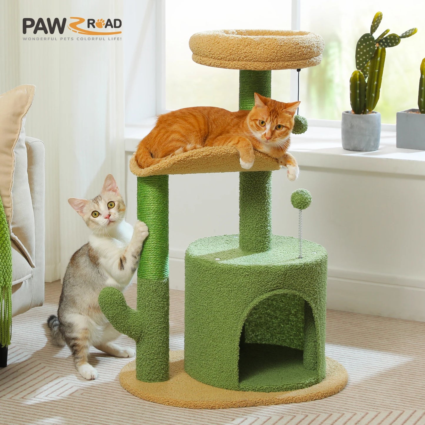 PEQULTICN Flower Cat Tree Indoor Cat Tower Three Levels