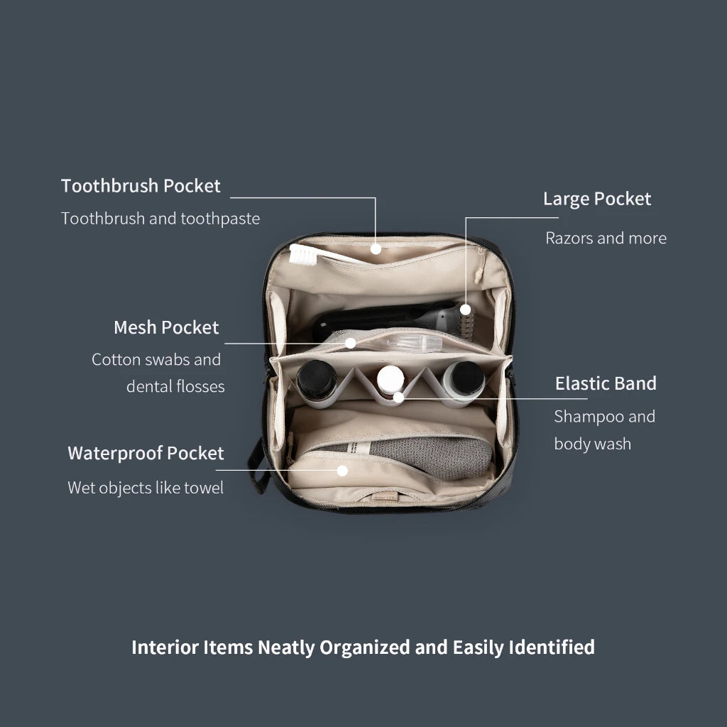 PGYTECH Wash Pouch Hanging Toiletry Bag for Men, Waterproof Dopp Kit Travel Makeup Bag Organizer for Toiletries & Cosmetics