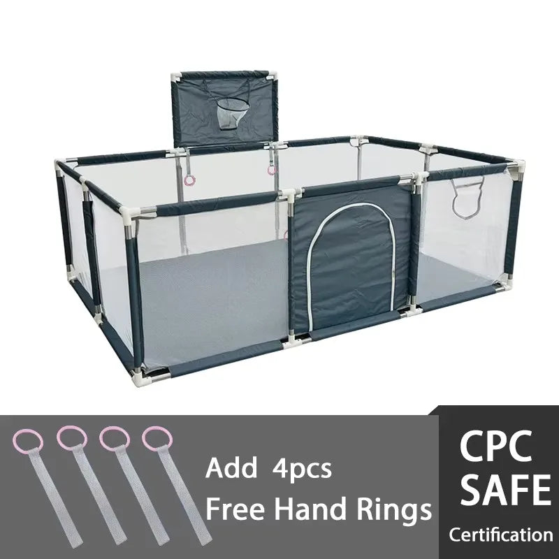 Baby Playpen With Pull Rings Indoor Playground Ball Pool Fence For Kids Safety At Home