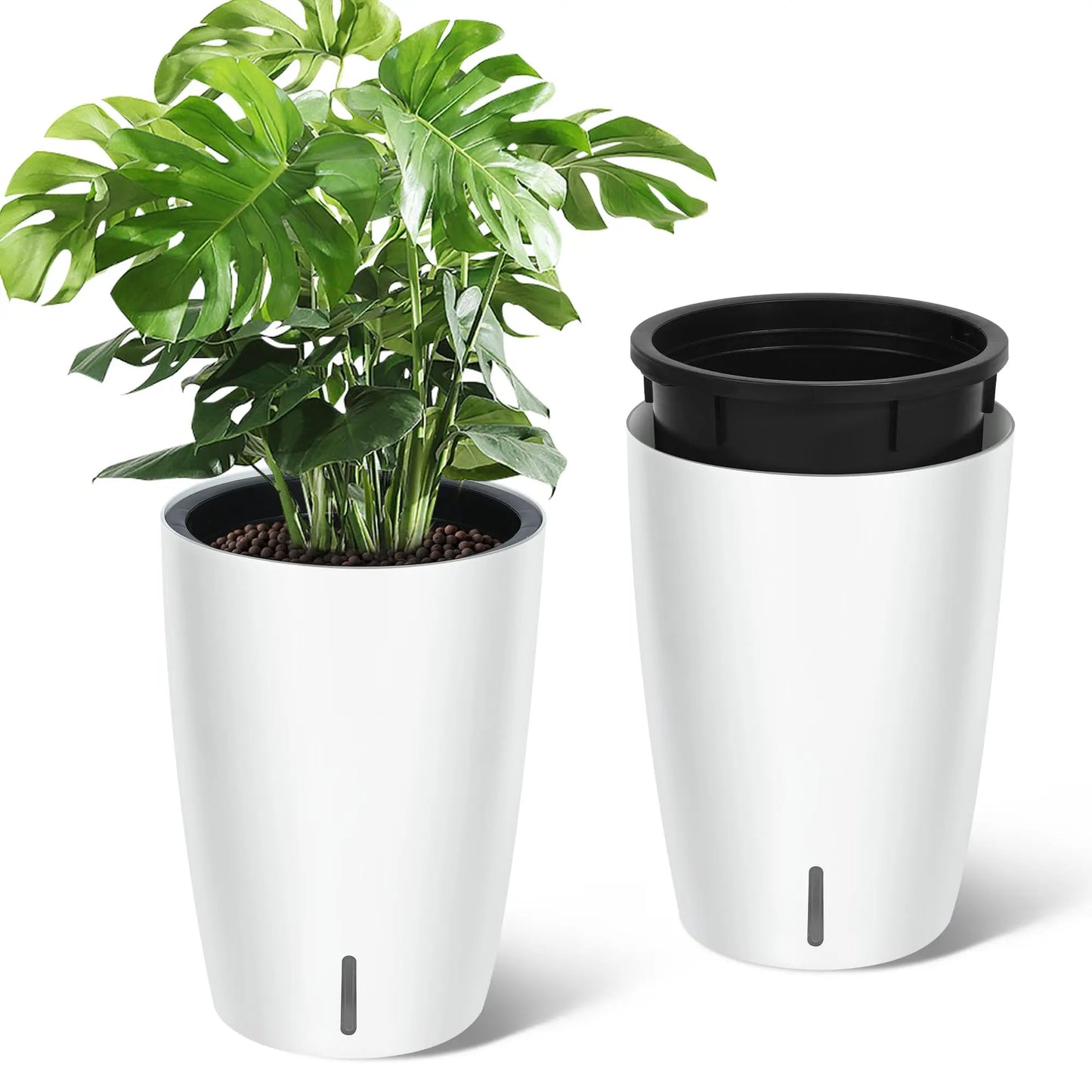 HiMISSH Self Watering Planters Set Of 2 With Built In Drainage And Visual Water Level Design