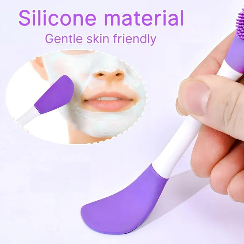 8/4/2pcs Silicone Face Mask Brush 2 in 1 Double-Head Manual Cleansing Brushes Facial Scrubber Mud Film Applicator Skin Care Tool