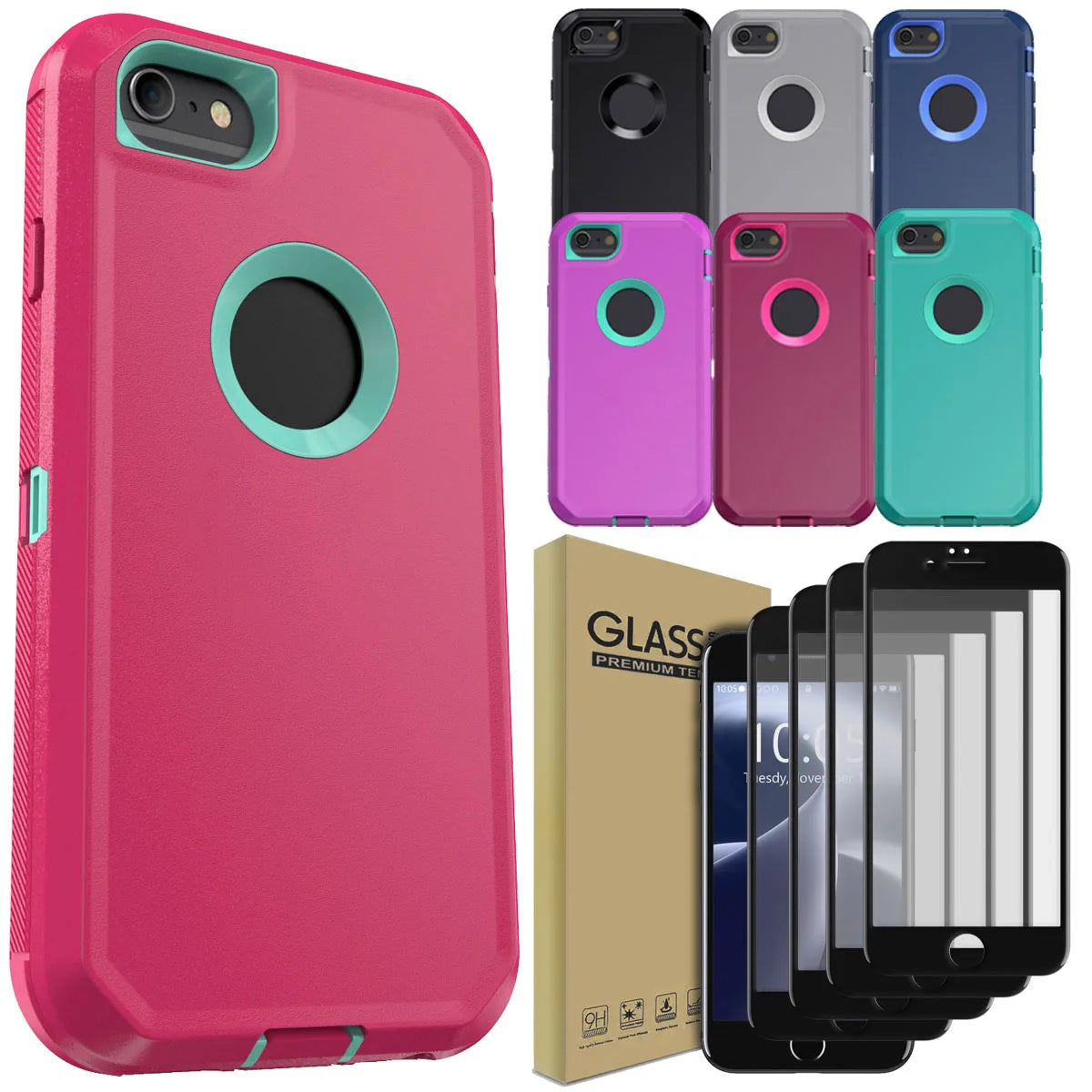 Design iPhone 6/6s Shockproof Case with Tempered Glass