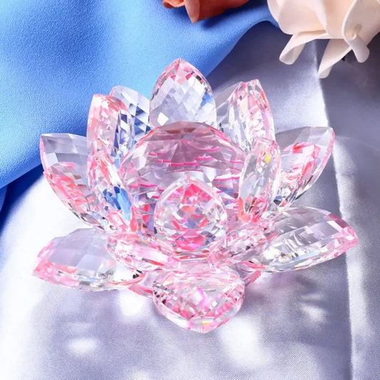 Hign Concerned Crystal Lotus Figurine Paperweight Decor