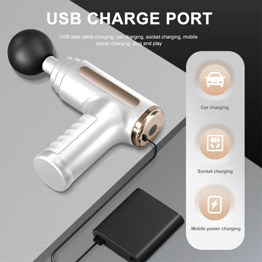 Fitness Massager Fascia Gun Electric Massager With 4 Replaceable Heads