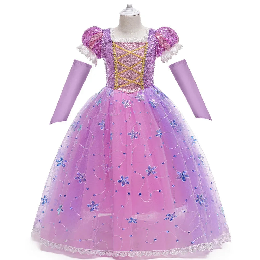 Girls Princess Rapunzel Dress For Parties Cosplay Costume