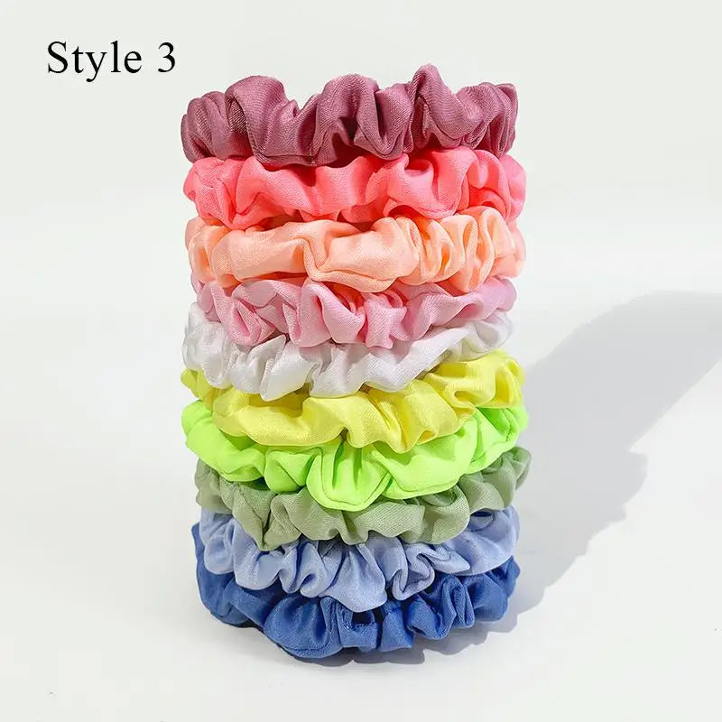 Satin Silk Hair Scrunchies 10pcs Set For Women Elastic Comfort