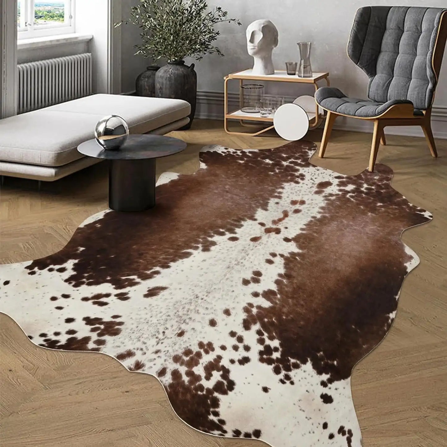 LochasCN American Style Animal Print Faux Fur Rug Decor