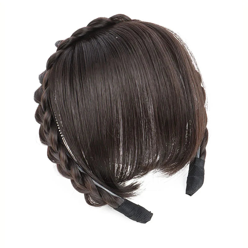 Synthetic Wig Headband Hair Bangs Invisible Short Straight Bangs Seamless Forehead Hairpiece Styling Hair Accessories for Women