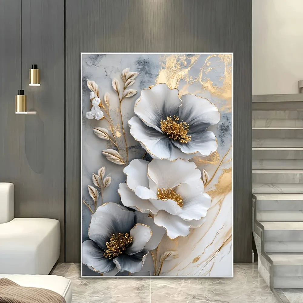 Hign-concerned Modern Luxury Floral Canvas Framed 3D