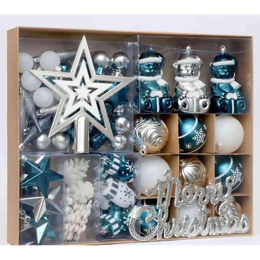 Twister.CK 68 Pcs Christmas Ball Ornaments Set Shatterproof with Merry Christmas Sign and Top Tree Toppers