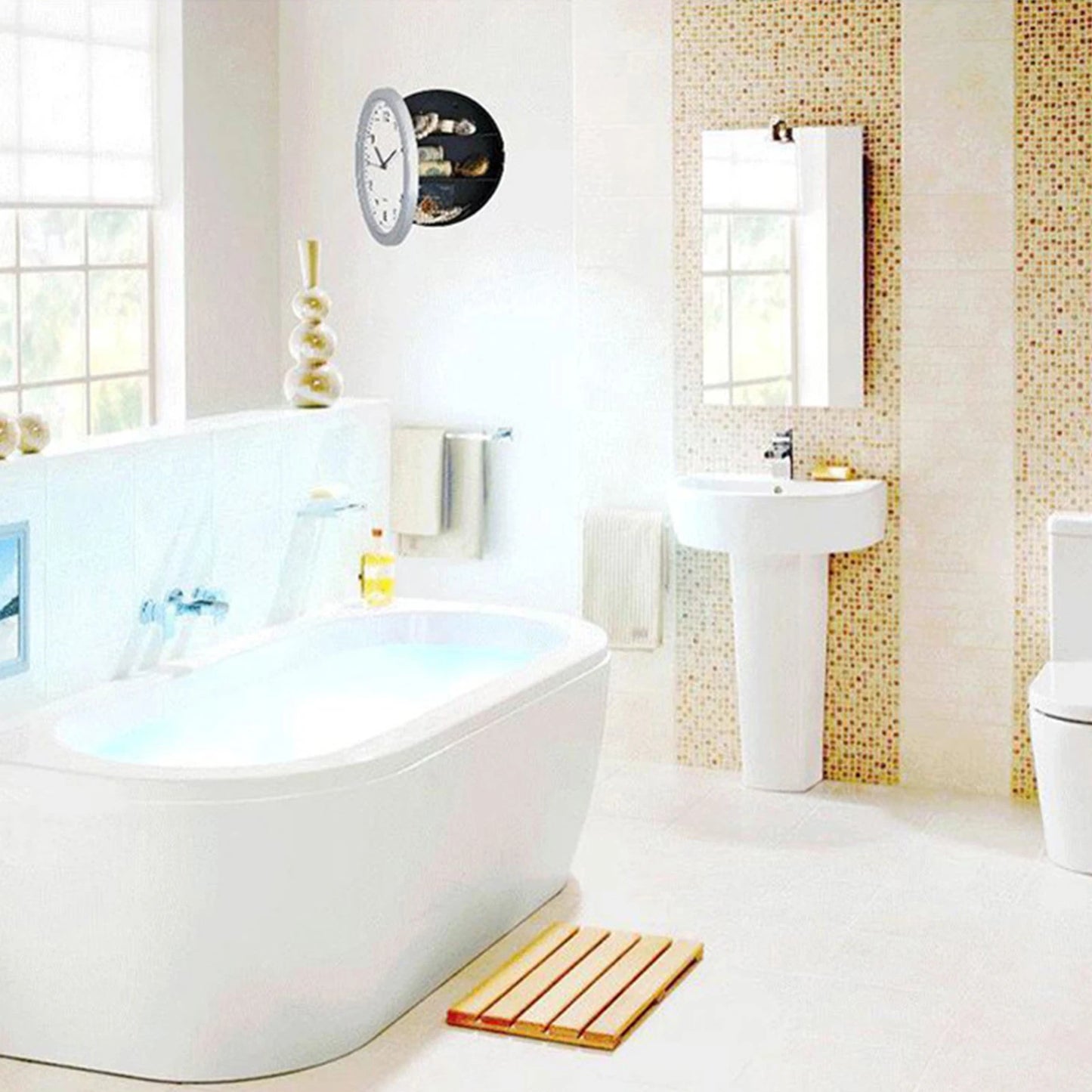 Wall Mounted Clock with Safe Simple and Generous Design Wall Clock & Safe for Hiding Money Jewelry Gold