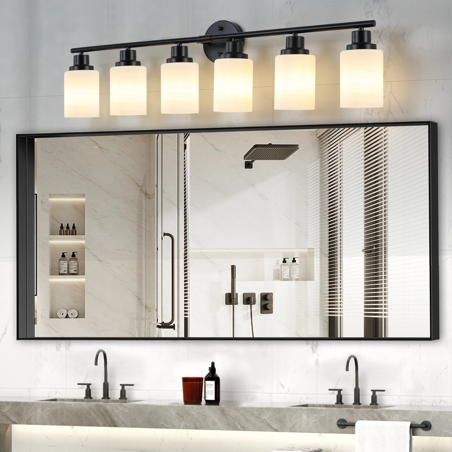 Modern Vanity Mirror Light Fixture With Black Iron Frame