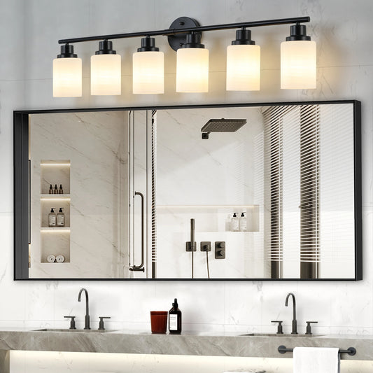 Modern Vanity Mirror Light Fixture With Black Iron Frame