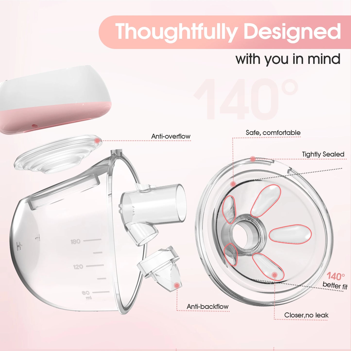 Hign-concerned Wearable USB Breast Pump 1200mAh Silent Milk Extractor