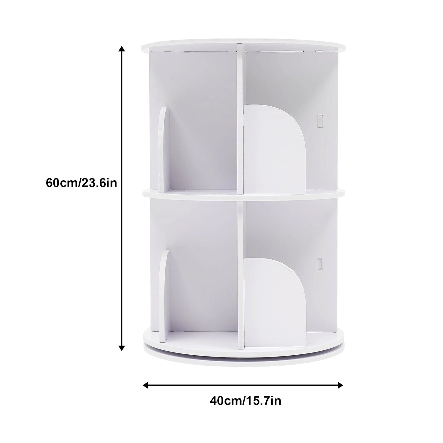 Bymaocar 360 Degree Two-Layer Rotating Bookshelf Freestanding Organizer
