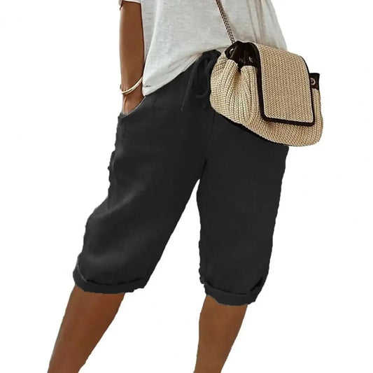 American Vintage Women Cotton Linen Lace Up High Waist Shorts