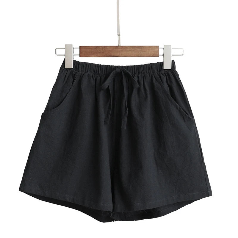 Milatwins Cotton Linen High Waist Women's Casual Shorts