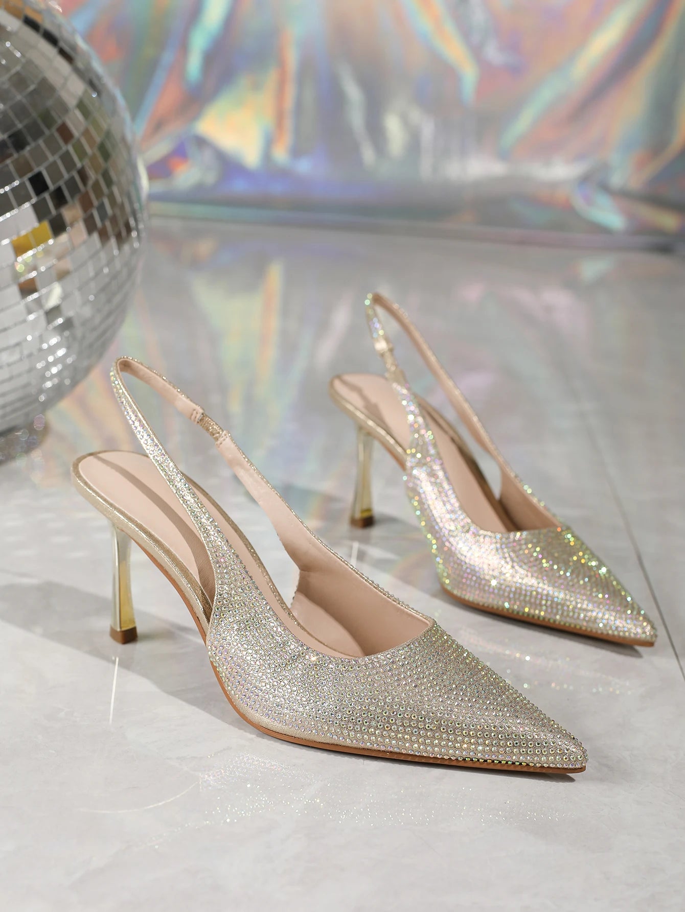 Women's Bow Slingback Heels Pointed Toe Kitten Pumps Dress Shoes with Elastic Strap