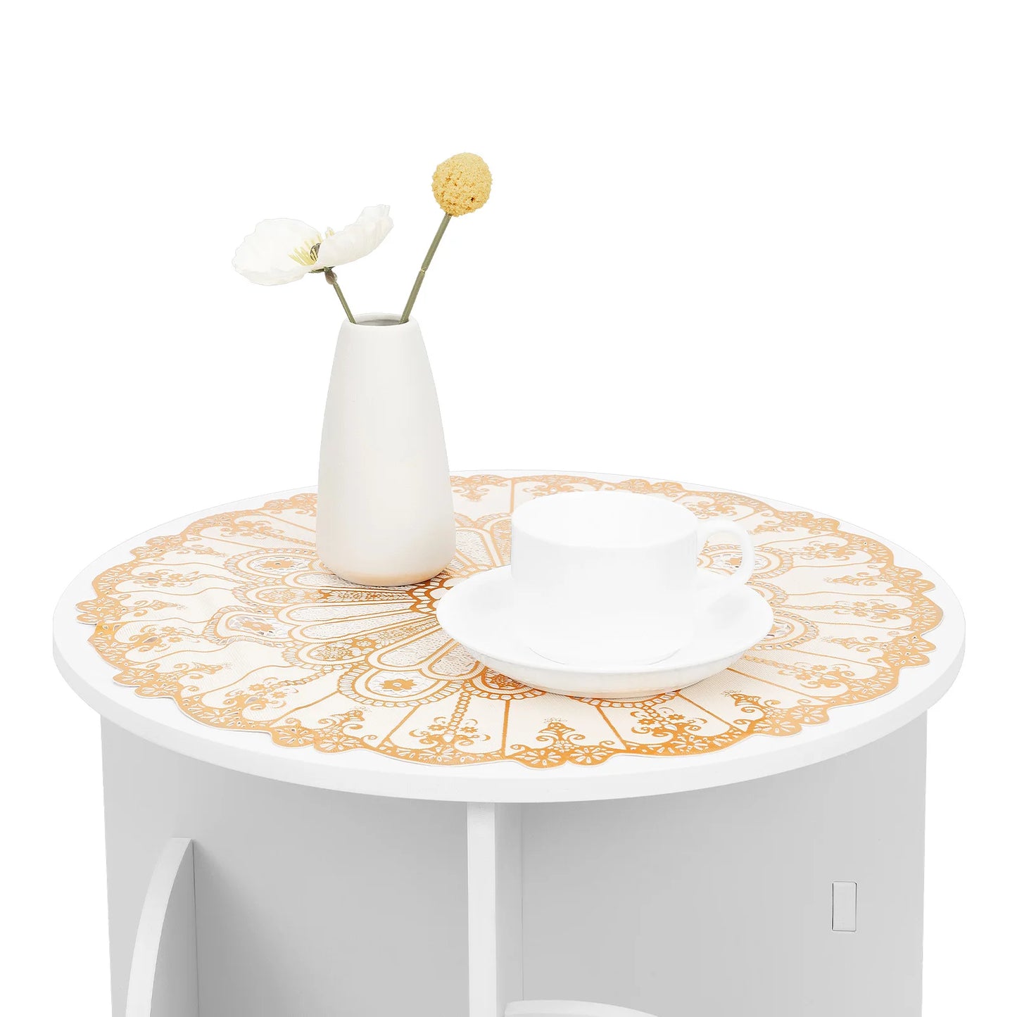 Bymaocar 360 Degree Two-Layer Rotating Bookshelf Freestanding Organizer