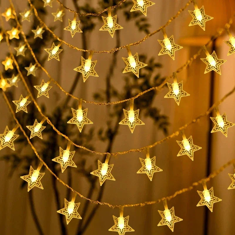 Wedding Garland Lamp LED Twinkle Star String Lights Battery Power Outdoor Garden Camping Party Christmas Bedroom Home Decoration