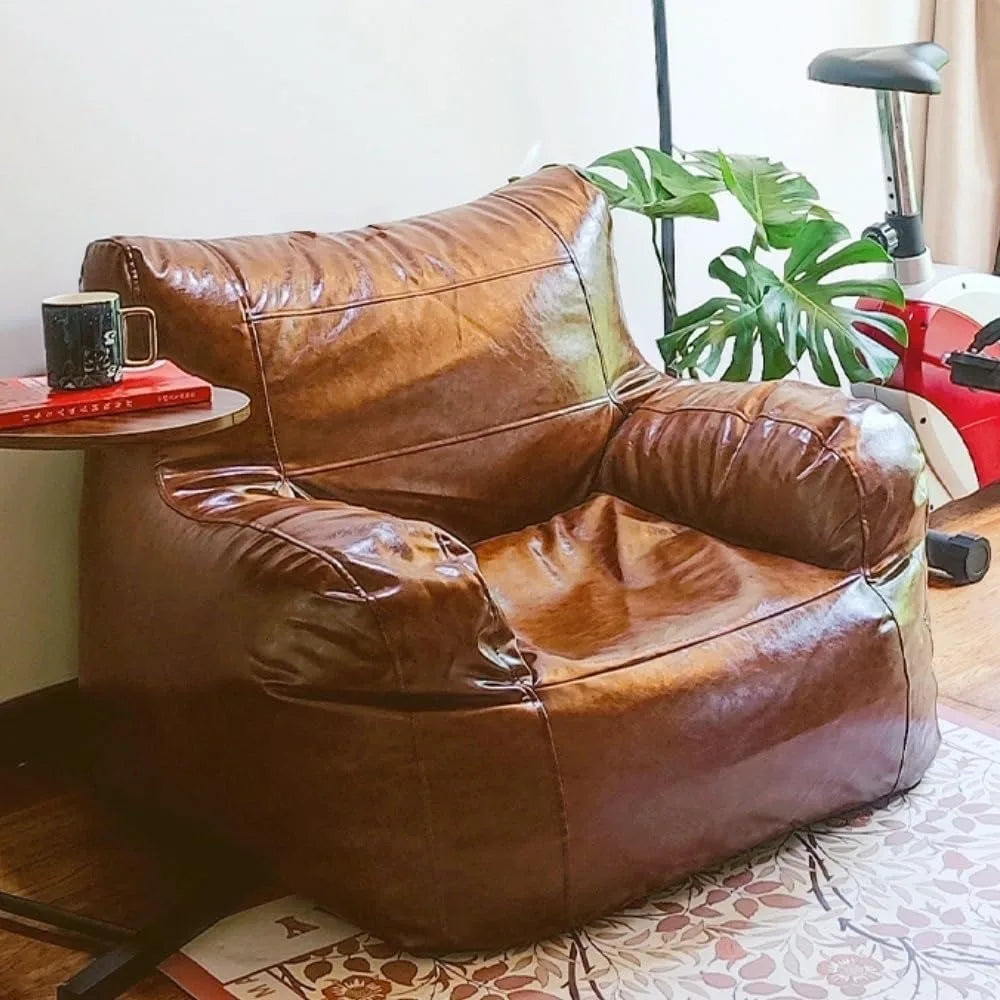 ZHUOTING Faux Leather Bean Bag Chair for Living Room