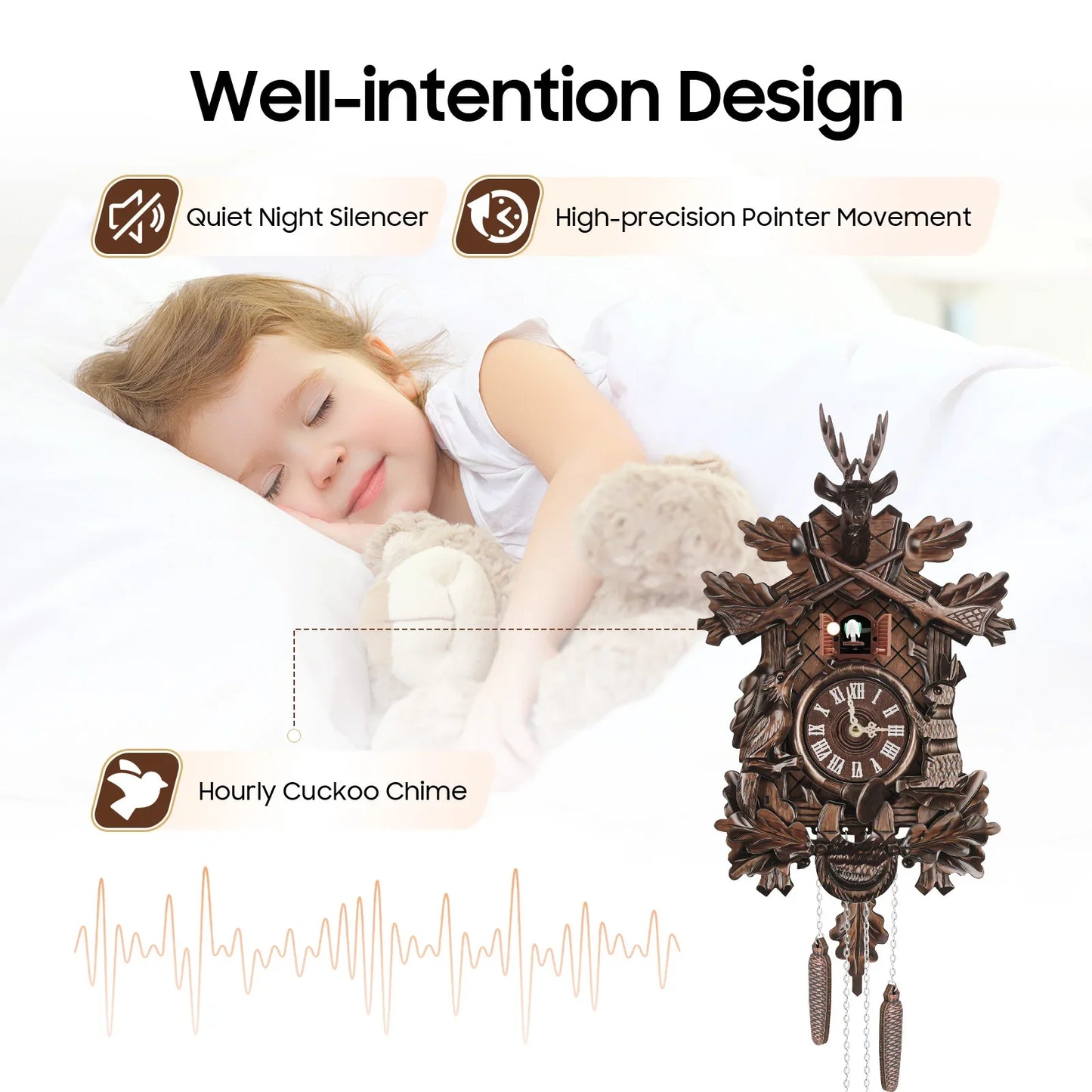 Traditional Cuckoo Wall Clock Retro Forest Cuckoo Clock Style Cuckoo Clock for Living Room Bedroom Study Office Gifts