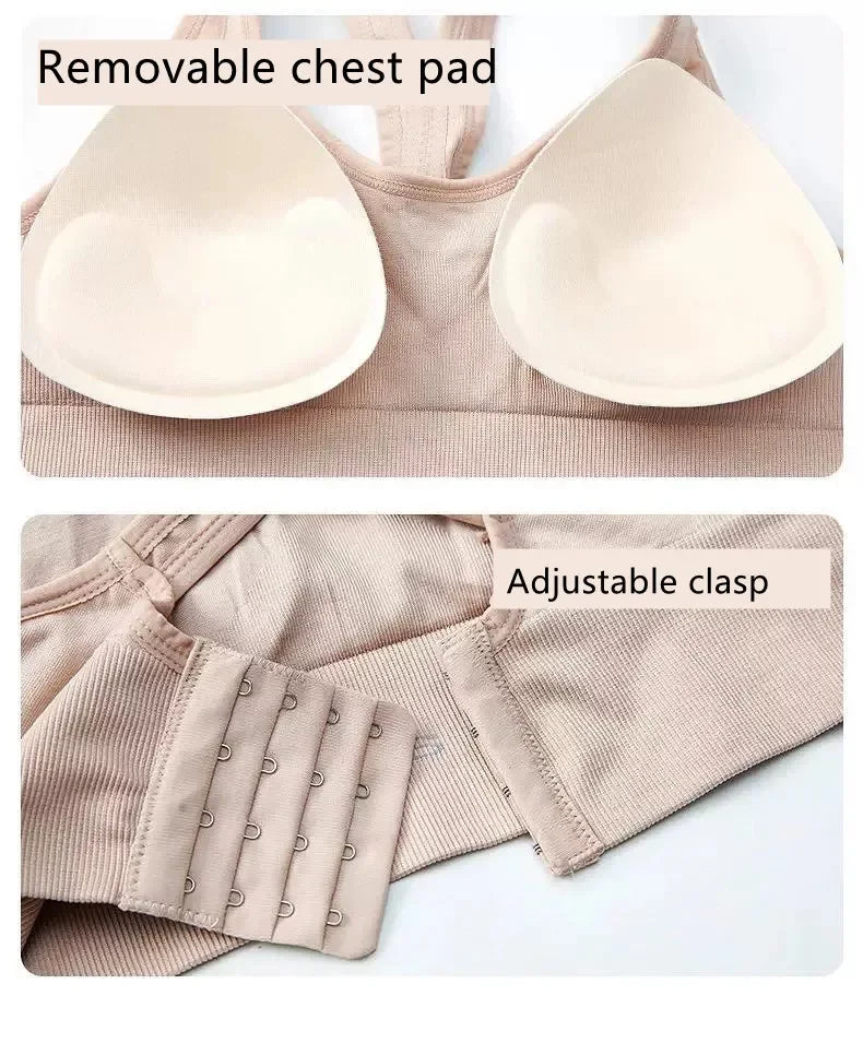 Women's Breathable Seamless Sports Bra Push Up Tank Top Gym Crop