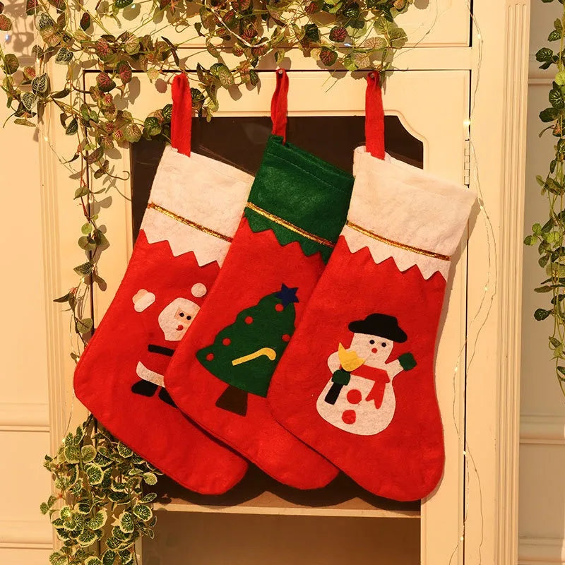 New Large Christmas Socks Gift Candy Bag Cartoon Gift Bag Christmas Decorations Gift for Family