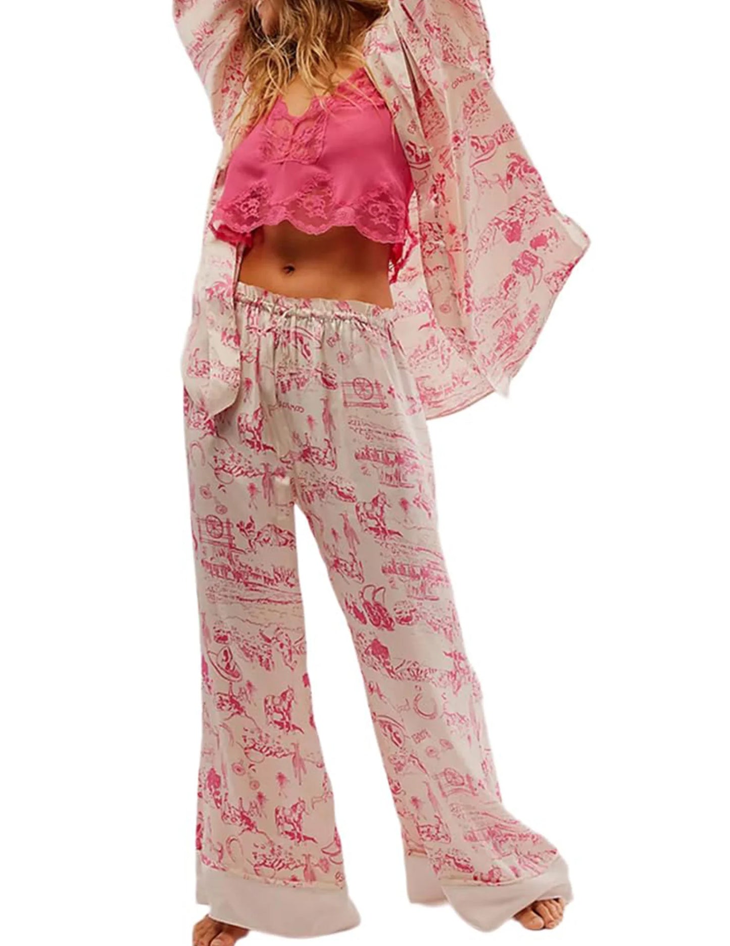 Satin Pajama Set 2 Piece Button Down Loungewear For Women