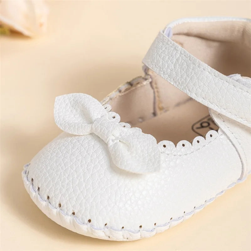 Baby Unisex First Walk Mary Jane Shoes With Bow And Non Slip Sole