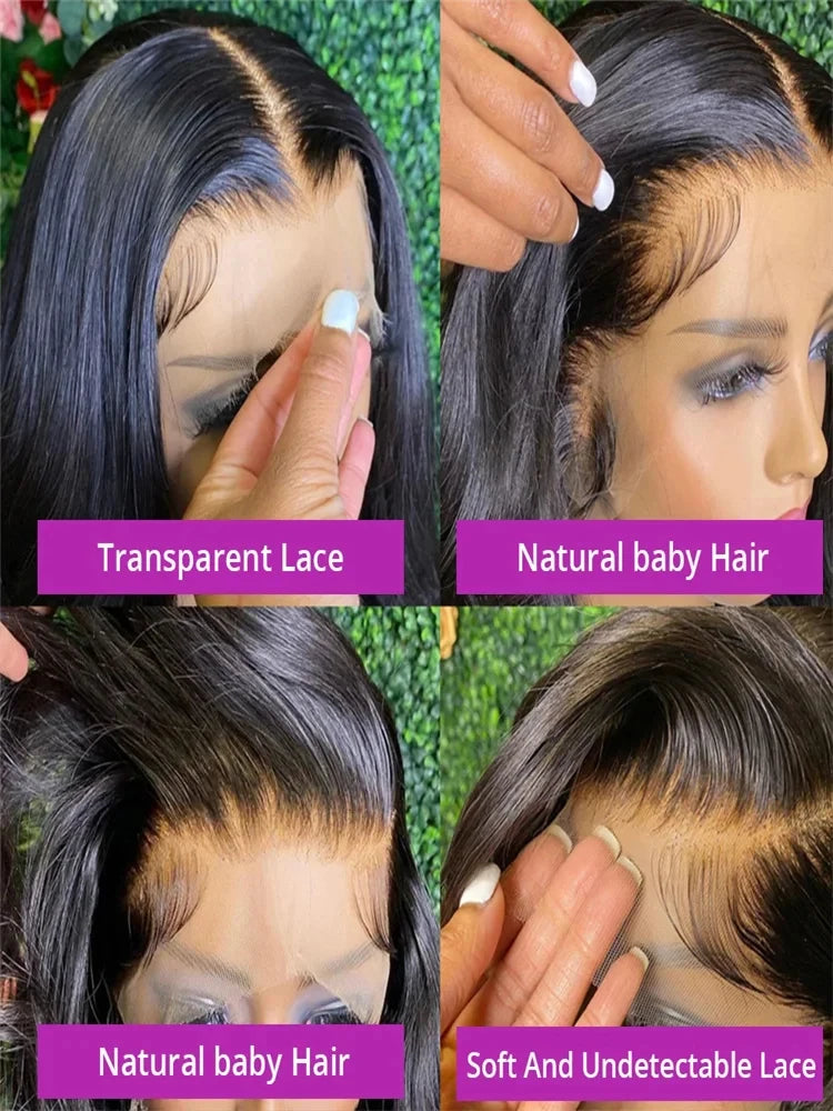 Quolive Brazilian Hair Lace Front Wig HD Transparent Swiss Lace