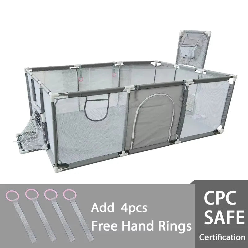 Baby Playpen With Pull Rings Indoor Playground Ball Pool Fence For Kids Safety At Home