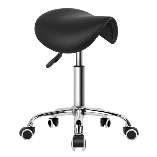 KKTONER Rolling Saddle Stool PU Leather Swivel Salon Chair