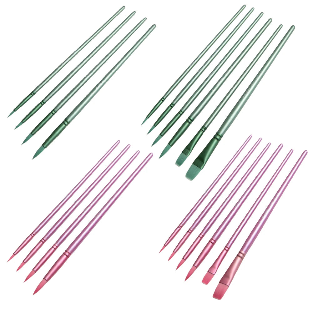 Handle Watercolor Brushes Set Wooden Handle Nylon Hair 4Pcs