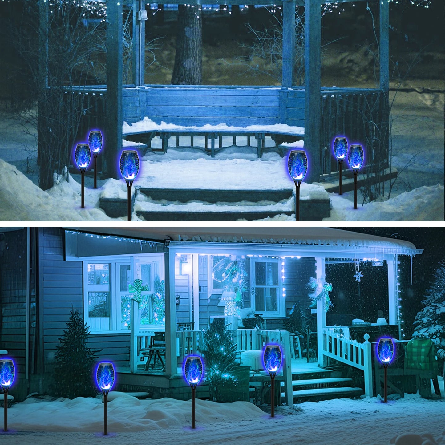 8 Pack Solar Torch Lights Garden Decor Flickering Flame