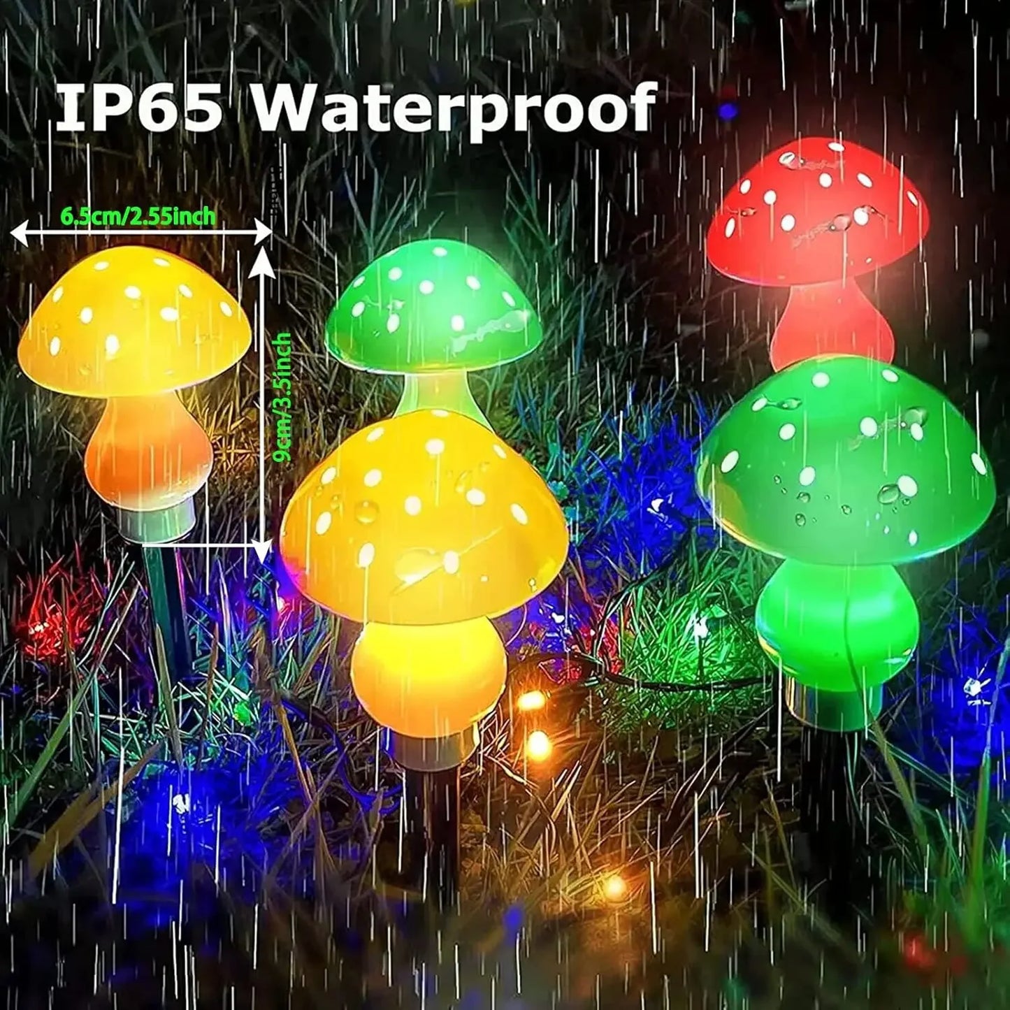 Aplus Outdoor Mushroom Solar Garden Lights 50 LED 8 Modes