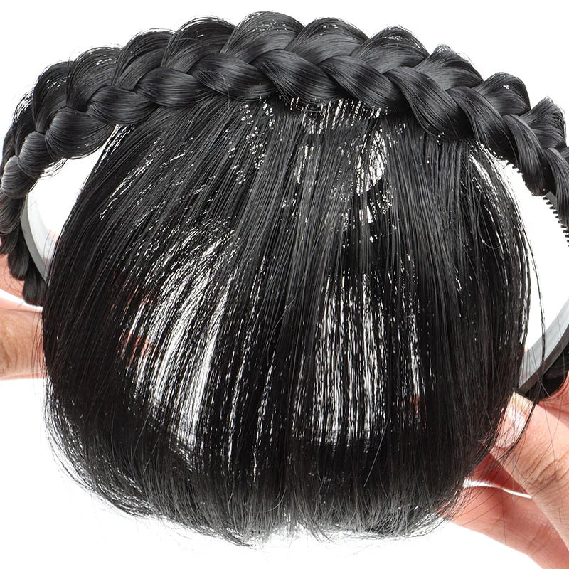 Synthetic Wig Headband Hair Bangs Invisible Short Straight Bangs Seamless Forehead Hairpiece Styling Hair Accessories for Women