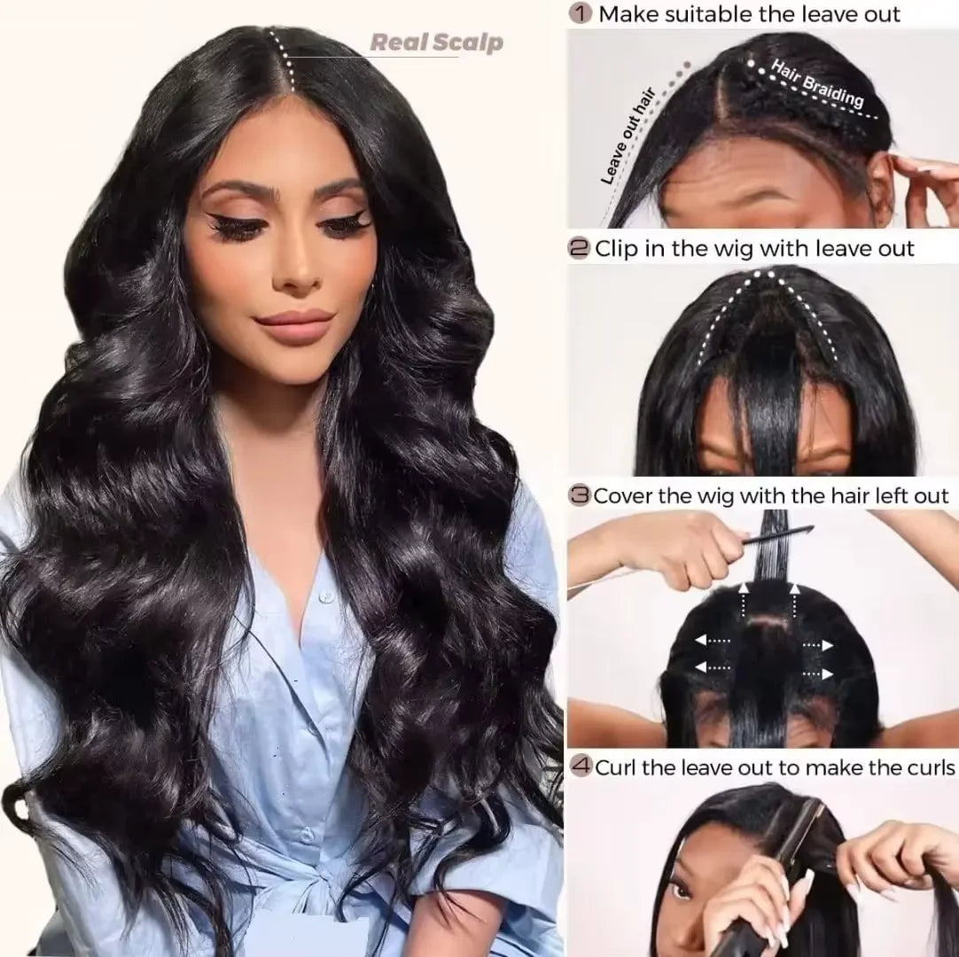 Friziracap Body Wave V Part Wig Human Hair 250 Density