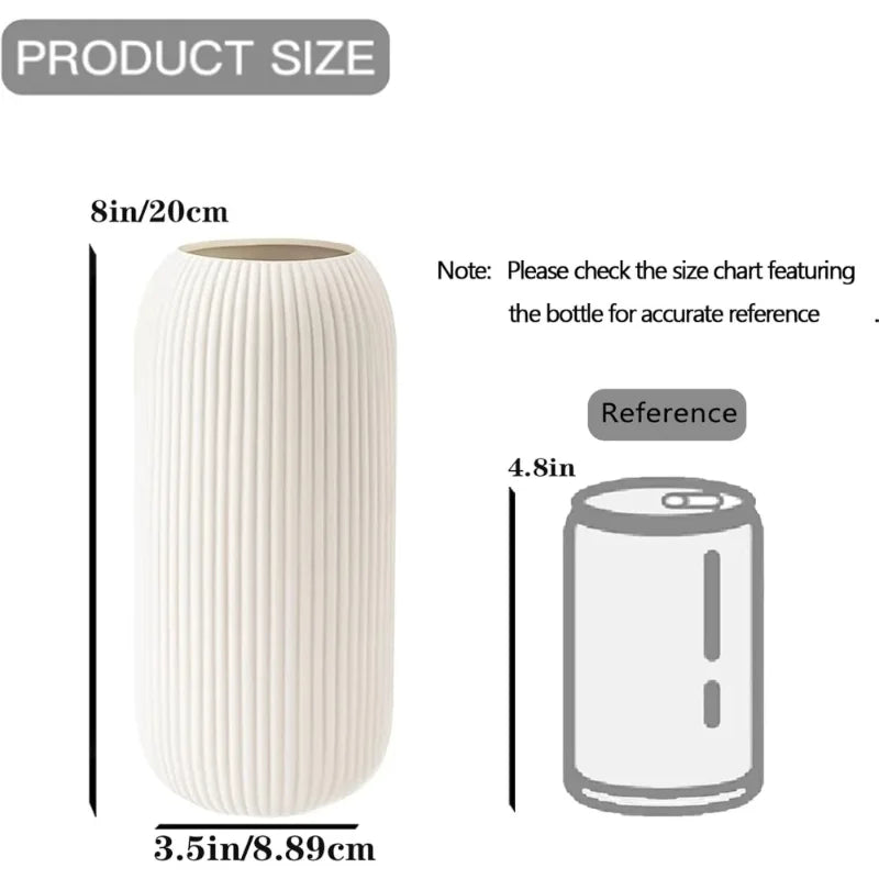 High-concerned Ribbed Ceramic Vase For Pampas Grass Decor