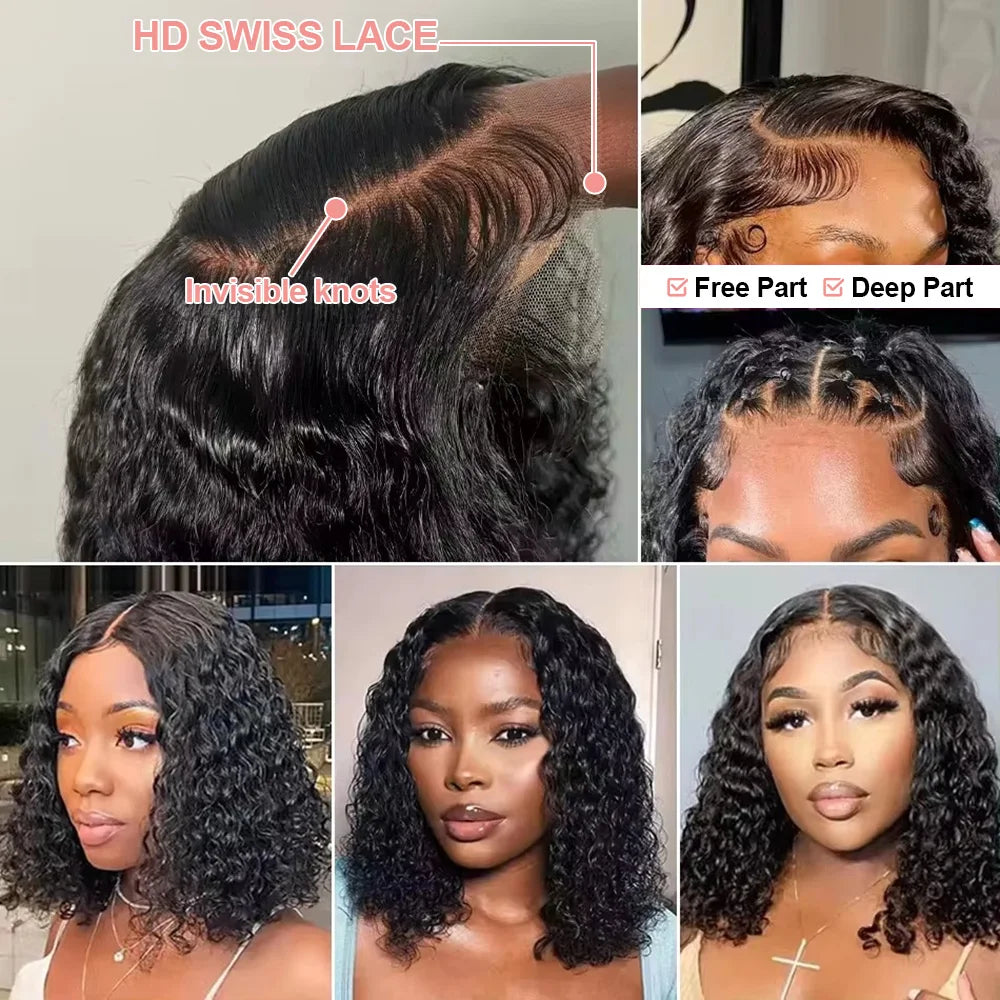 AMYTUD Brazilian Deep Water Wave Wig 100 Percent Human Hair