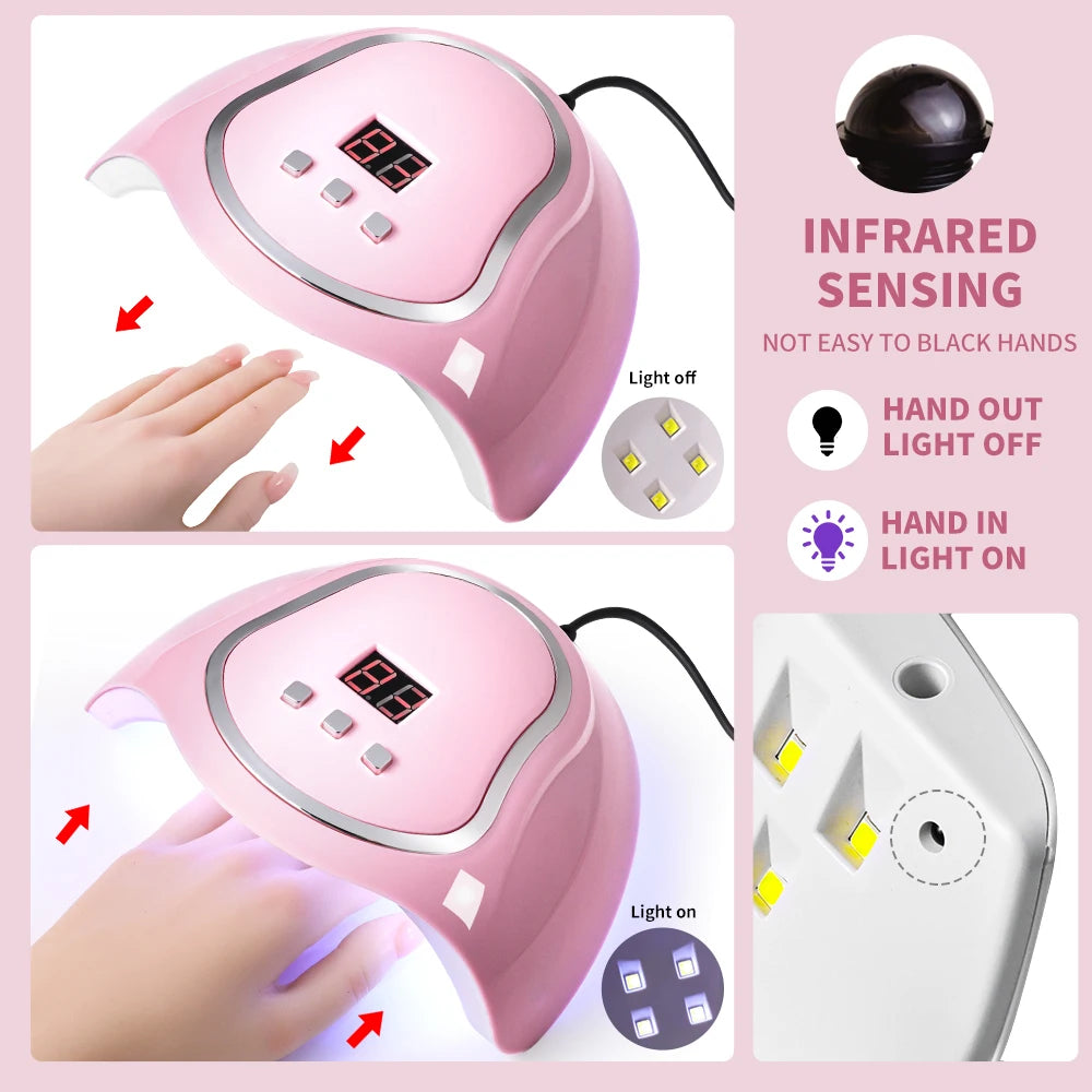 UV/LED Nail Lamp with 18 LEDS Quick Drying Professional Nails Light Have LCD Display for Gel Polish Manicure Salon/Home Tools