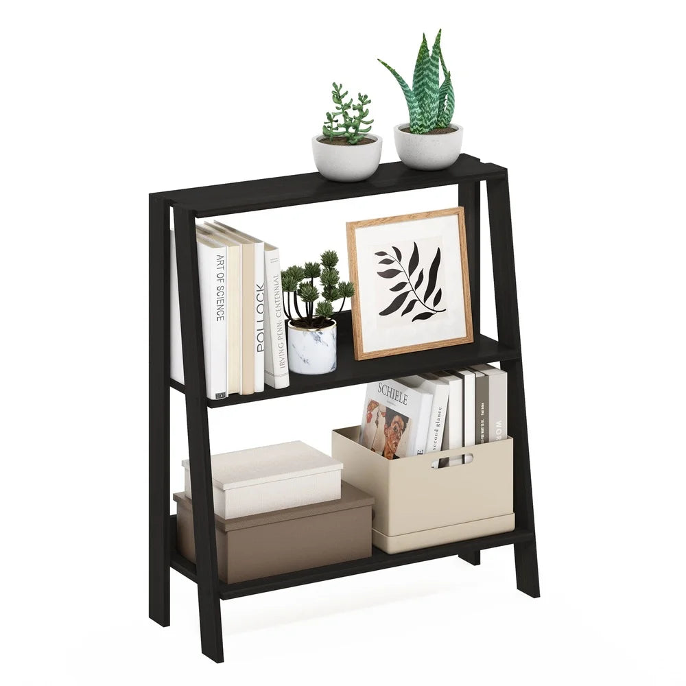 XMSJ Ladder Bookcase 3 Tier Display Shelf for Small Spaces