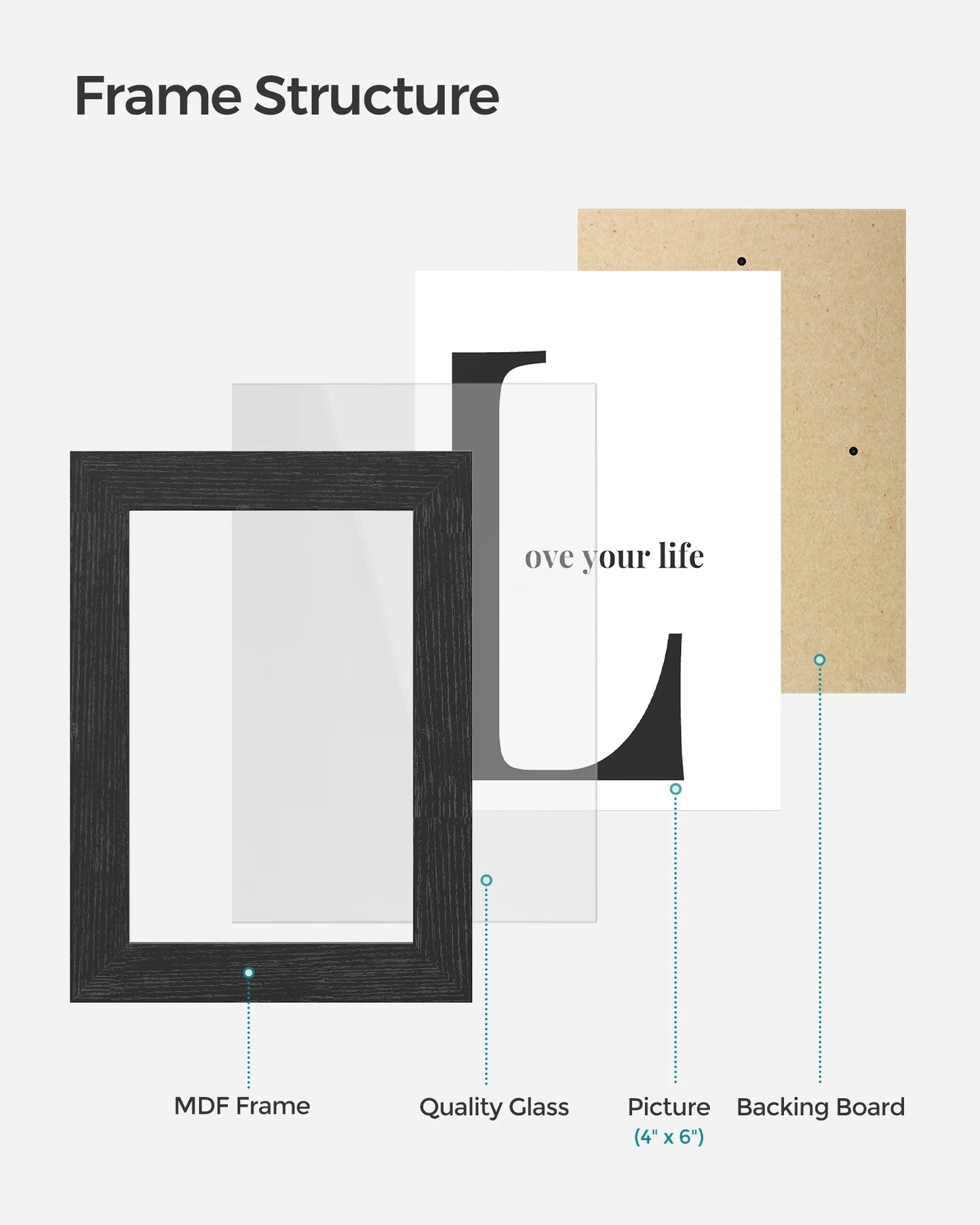 SONGMICS 10 PremiumQuality Hardwood Interlocking Collage Frames For GalleryWallDecor