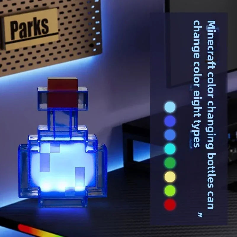 MC Color Changing Potion Bottle Night Light - Set of 8 Models, USB Powered Mood Light & Decor Ambient Glow Lamp Pixel Game