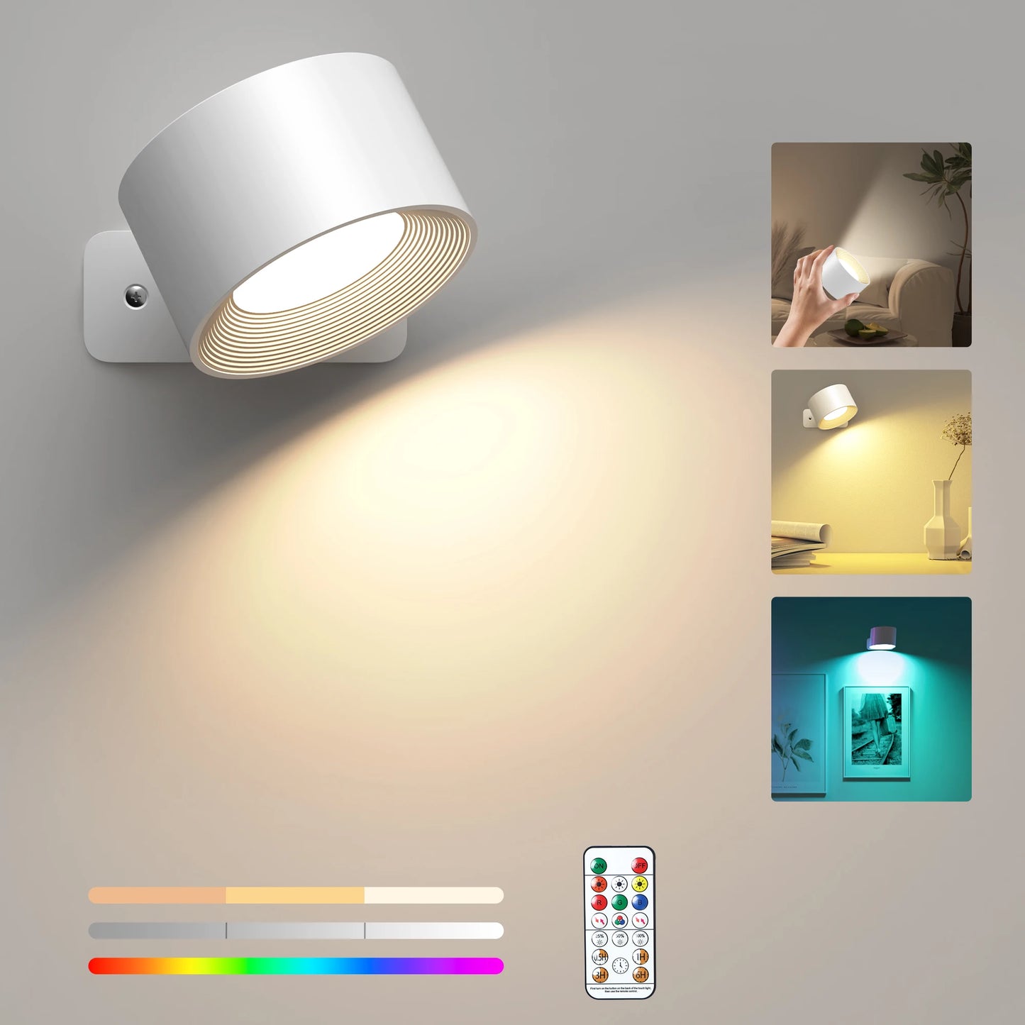 Aiopp RGB Ambience Dimmable Cordless Wall Lamp With Remote