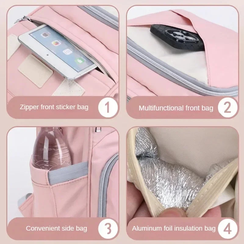 Macroupta Mommy Diaper Bag Backpack For Stroller With Changing Mat