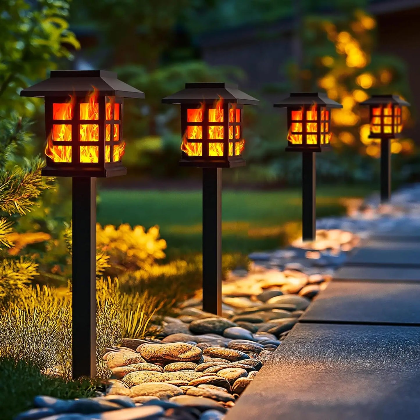 SZRSTH Solar Torch Lights Waterproof Flickering Flames